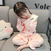 Girls pajamas set spring and autumn cotton thin children 3-year-old girl Autumn Princess foreign-family clothes