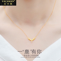 Fakaman deer have you necklace women 18K gold necklace color gold rose gold gold diamond pendant choker