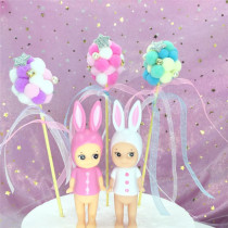 Hair ball insert card birthday cake decoration little star sparkling pink tassel flag dessert table baking decoration