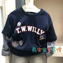 Clear Boys Long Sleeve T - shirt Spring and Autumn New Mode in Big Childrens Fake Two Thin Cotton TKLA 93802A