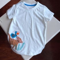 Plain embroidered summer childrens short sleeve T-shirt cotton boy round neck half sleeve-4 1