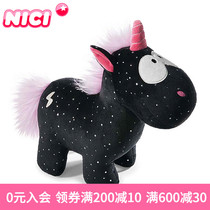 Germany NICI Black Unicorn doll Fracy Black Lightning cute plush toy doll girl small gift