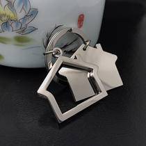 Double House Key Buckle Metal Creative Pendant Car Key Circle Keychain Real Estate Custom Gift Lettering