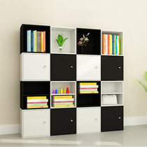 Minimalist modern bookcase bookcase with door lockers Free combined floor shelve Students small cupboard Lattice Cabinets