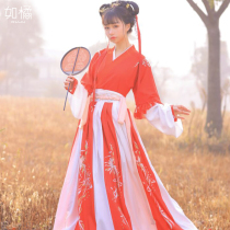 Original cabbage Hanfu womens Chinese style twelve broken skirts improved red dress waist-high skirt autumn and winter costume