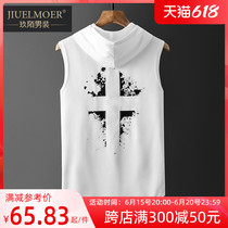 Sports Lianhood vests Male Boomers Fitness Loose Kan Shoulder Personality Trend Summer Outwear Sleeveless T-Shirt Man