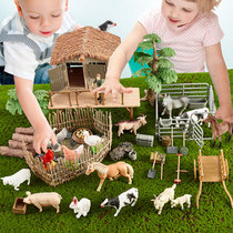 Childrens toy cognitive farm manor set scene zoo milk cow horse sheep chicken Poultry Ranch House model