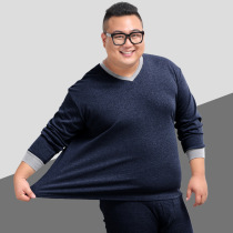 Fatty plus size V collar autumn pants set fat fat guy cotton thread clothes student thermal underwear winter 300kg