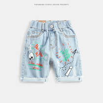 Boutique discount childrens clothing Korean summer boys jeans children pants hole childrens pants shorts 17419