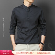 Mens stand collar long sleeve T-shirt business autumn wear mid-high collar base shirt spring and autumn mens sweater autumn coat