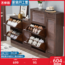 The solid wood shoe cabinet is used to lock the balcony storage cabinet at the gate of the gate