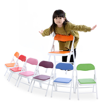 Small folding chair Metal cartoon childrens small chair Baby backrest Portable folding stool Childrens learning chair