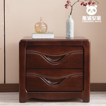 Gold silk black walnut wood nightstand storage cabinet simple modern storage cabinet simple bedroom bedside cabinet full