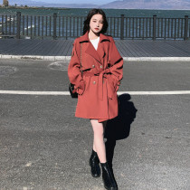 Small short trench coat women 2021 spring Korean version loose thin casual English maple red coat