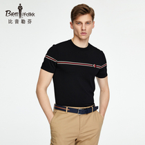 Bjørn Löfven Spring Summer Mens Short-Sleeved Knit shirt skin-friendly and comfortable embroidered letters Round neck short-sleeved top easy to take care of