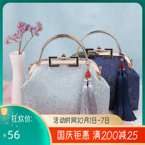 Tangtu rabbit double handle mouth gold material bag double spike tassel handmade bag fabric diy bag non-finished product