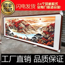 Rural middle hall hanging painting lobby background wall decorative painting A whole living room a single pair of new Chinese landscape painting