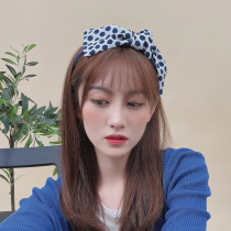 2021 New Tide oversized wave dot bow hair hoop Korean Net red headband simple Joker out hair card headgear