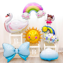 Childrens aluminum balloon balloon bow swan Sun babys first birthday party decoration scene set