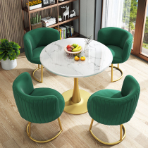 Eurostyle talks table and chairs marble modern minimalist high-end business hotel Balcony Lounge Guests receive round table