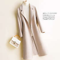Anti-season clearance pure wool double-sided coat womens long solid color coat high-end suit collar without cashmere anti-season