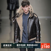  21 winter new thickening World War II B3 Air Force fur one-piece mens jacket leather real hair short leather sheepskin