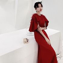 Dress dress women 2020 new banquet high-end evening dress bride wedding noble red toast wear thin temperament