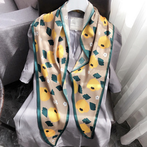 South Korea ins spring and summer autumn style simple wind striped small scarf decoration black scarf womens new net hair band