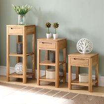 Excellent wood furniture pure solid wood flower stand Oak flower stand solid wood rack light table Nordic simple modern log