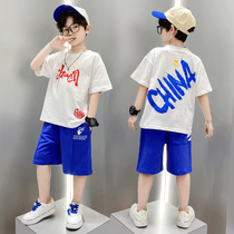  Official website boys summer suit 2021 new middle and large childrens thin short-sleeved boys summer childrens sportswear