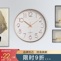 Watch wall clock Living room household fashion wall clock silent Nordic quartz clock modern simple watch wall-mounted without punching
