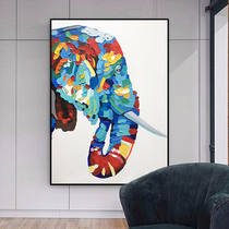 Pure Hand Painted oil painting Animals Elephants Xuanguan Decorative Paintings Modern Jane Abstract Three-dimensional Painting Light Extravagant Living Room Background Hanging Painting