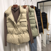 Down waistcoat Female Short Exterior Wearing Fashion White Duck Suede Autumn Winter New Light Slim Vest Kan Shoulder holder waistcoat jacket