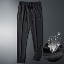 Summer mens pants mesh elastic air conditioning Ice Silk quick-drying Sports mens casual long pants loose breathable ultra-thin model