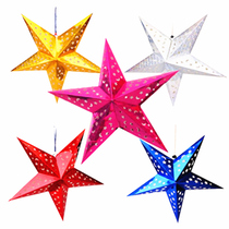 Christmas Decorations Storefront Paper Stereo Laser Pentagram Pentacle Ceiling Festive Hanging of Paper Star Scene lampshade