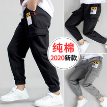 Boys pants 2021 new spring and autumn children loose overalls pure cotton trousers Western style casual sports pants tide
