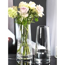 Nordic simple glass vase Transparent water nourishing rich bamboo lilies roses flowers flower arrangement vase living room decoration