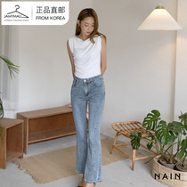 (S spot) Nain high-waisted blue casual slim-fit micro-pop jeans women look thin and high