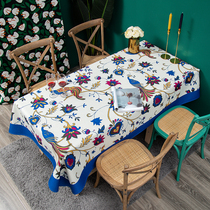 Pastoral style floral thickened waterproof cotton linen tablecloth square round table tablecloth rectangular tablecloth tablecloth