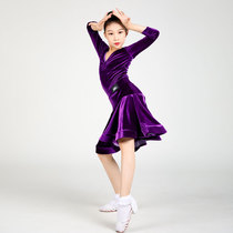 Gruiya female childrens dance clothes Latin dance V-collar velvet split custom grading standards