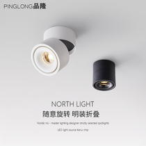Pinlong cob surface-mounted folding spotlight Living room Bedroom aisle entrance clothing store ceiling adjustable angle led downlight