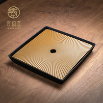  Yanhetang small tea tray Household drain tray Tea set Tea table Ceramic simple bamboo water storage tea sea dry bubble tray