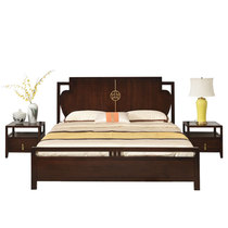 New Chinese solid wood bed 1 8 meters ebony solid wood double bed Modern simple full solid wood bed Master bedroom king bed