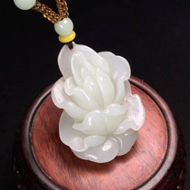 Natural and field jade Orchid pendant Xinjiang jade flower jade pendant female necklace wool coat chain pendant flower item pendant