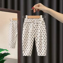 Girls pants 2021 new spring and autumn children Foreign style wear casual trousers wave point childrens clothing autumn clothes