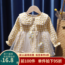 Baby girl dress 2022 new little girl long-sleeved baby princess dress foreign style spring and autumn clothes girls skirt