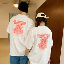 Radiohead white T-shirt pure cotton couple wear Cool Bear summer thin top loose oversize