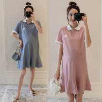 Pregnancy woman dress summer dress dress 2020 pregnant woman skirt short sleeve polo shirt dress Korean version loose with little sub pregnant woman