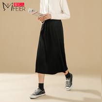 Honey concubine long split slim skirt autumn and winter women 2020 new high waist a-shaped hip black skirt