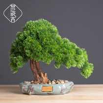 New Chinese emulated welcome passenger pine bonsai pine living room Xuanguan Accessories Hotel Sample Room Soft Dress Small Hem